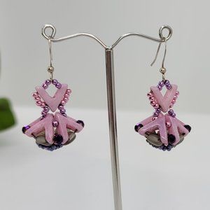 Hand Beaded Space Pod earrings